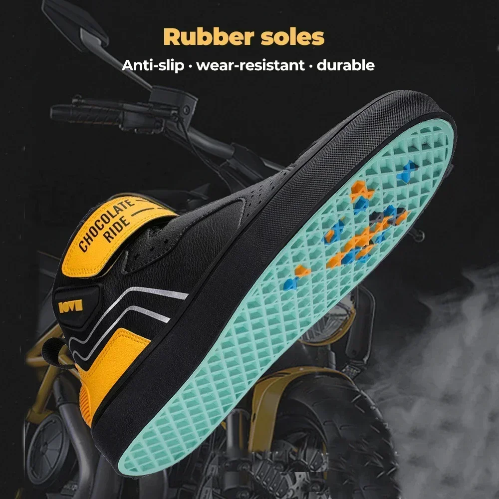 Chaussures d'équitation de moto pour hommes, style décontracté, équipement de moto anti-ald, respirant, durable, confortable, coulée, vélo de course tout-terrain