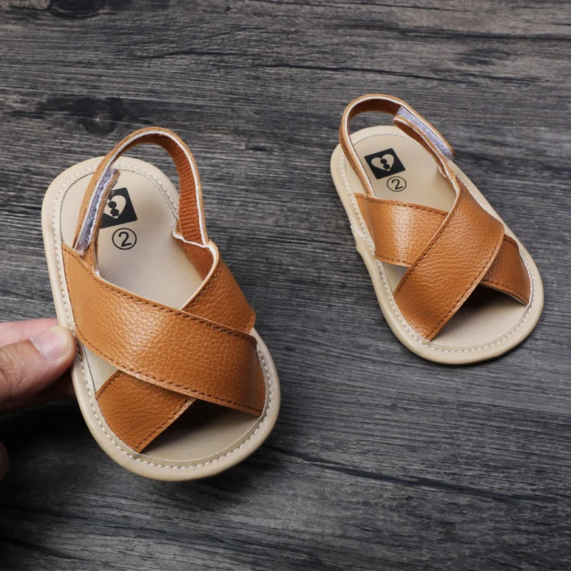 Sandalias de verano para bebé, zapatos de cuna de suela suave antideslizante de cuero PU para recién nacido, niño y niña, 0 a 18 meses