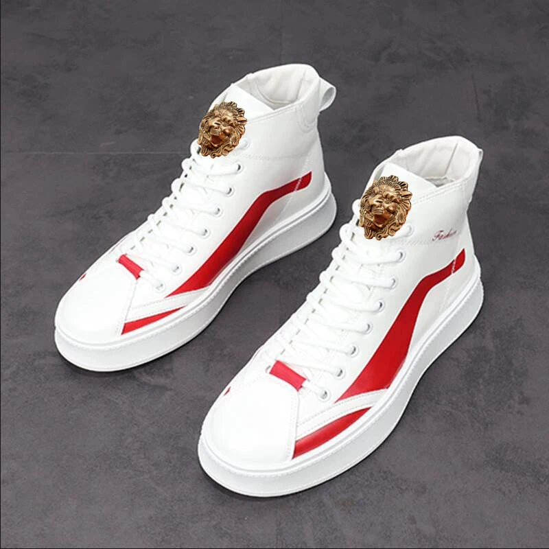 

European and American riding boots for men, Korean-style casual high-top shoes, thick-soled plush short boots A2