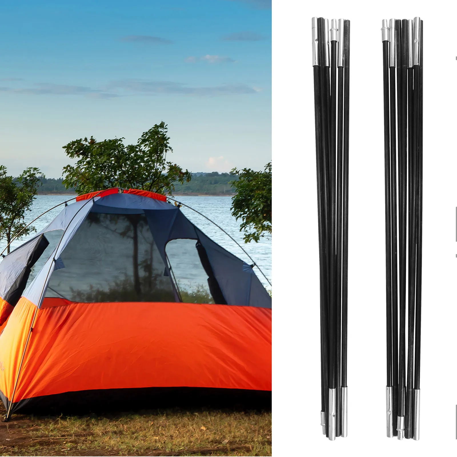 

Fiberglass Tent Poles Replacement 3.47M Thick Durable Camping Travel Tarp Support Frame Rods Set Outdoor Accessories