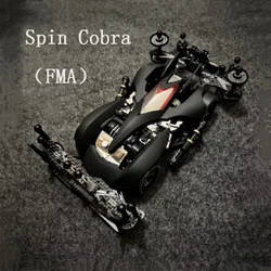 1Set 1/32 Scale Tamiya Mini 4WD Modified Car Spin Cobra w/ FMA Chassis Matte Black Car Cowl Gift for Boyfriend (Unassembled )