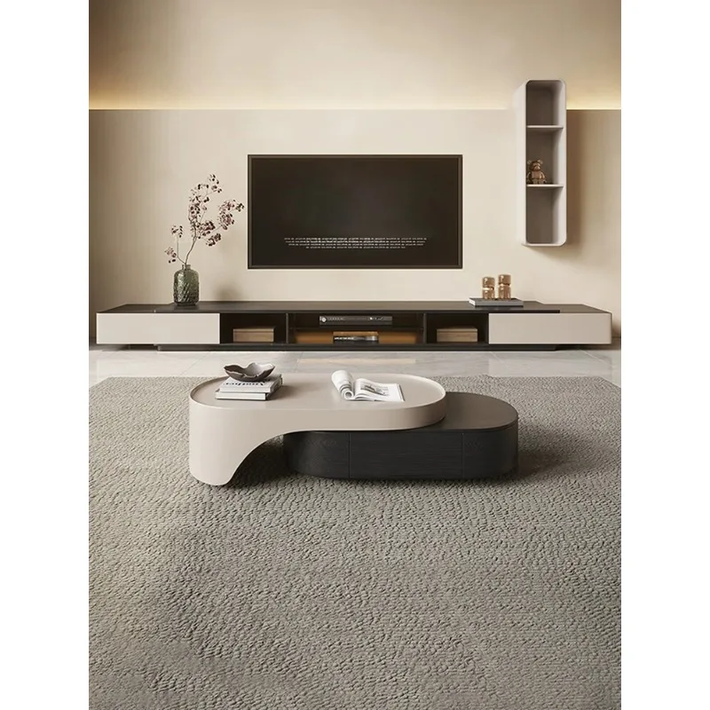 

Italian minimalist retro coffee table, retractable adjustable coffee table TV cabinet