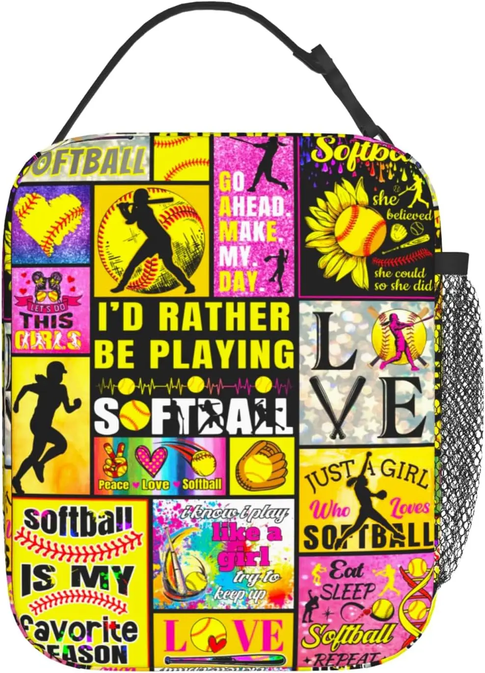 Softball Ball Lunch Box for Women Girls Kids Teens Insulated Lunch Bag Reusable Portable Lunch Box Tote Gifts for Work Picnic