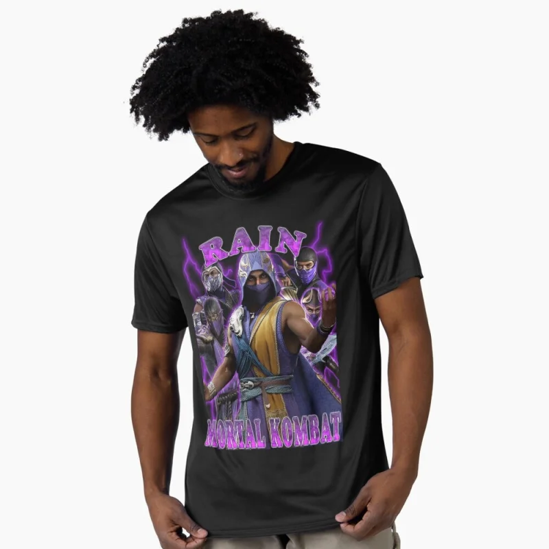 Vintage 90's Mortal Kombat 1 Rain MK Gift tee for gamer 100% cotton printed Men's Short Sleeve Graphic T-Shirt All size tops