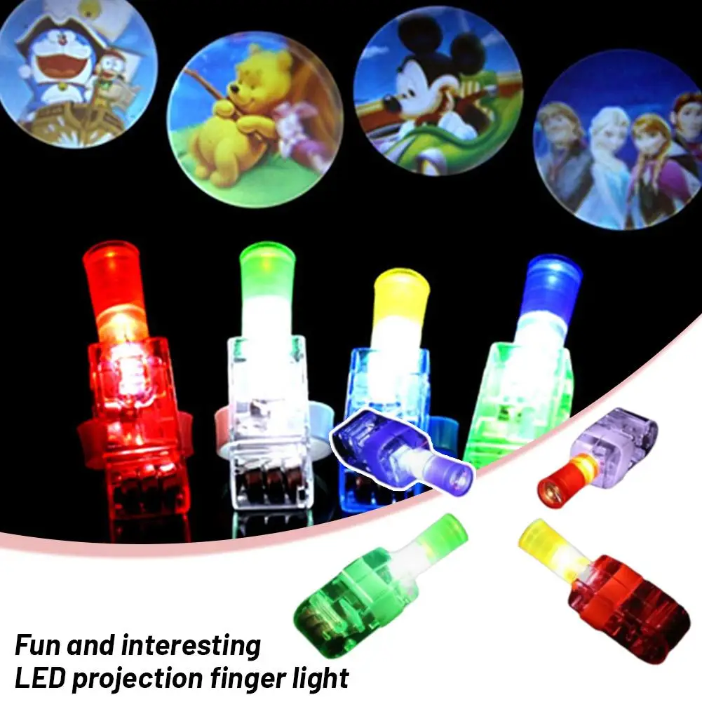 1pcs Led Finger Light Glowing Colorful Laser Emitting Cartoon Finger Projection Children Light Light Toys Glowing Light W9j2