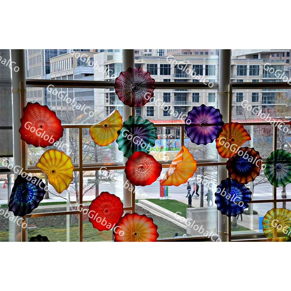 

Chihuly Murano Glass Plates Wall Lamp Italy Design Window Colored Art Decoration Hanging Flowers