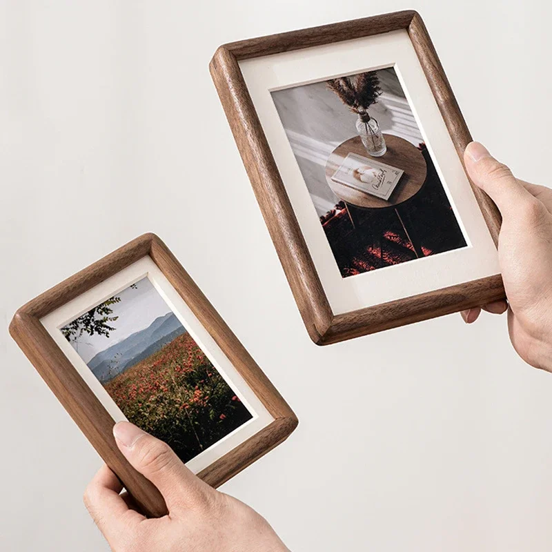 Solid Wood 6/7/8/10inch A4  Photo Frame Teak Desk Mortise and Tenon Frame, High-Quality Walnut Picture Frame Home Decor Gifts