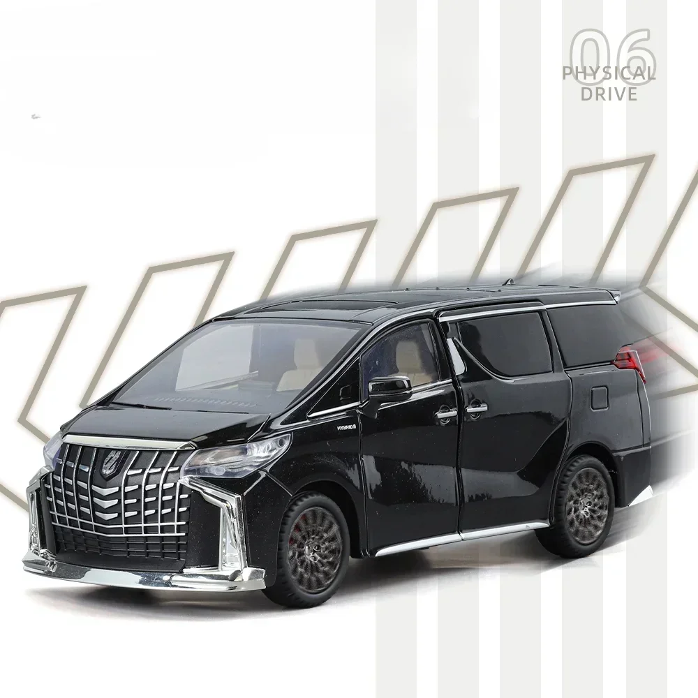 Modelo de coche de aleación 1:24 Toyota Alphard MPV con luz de sonido de llave, vehículo de juguete fundido a presión, colección de niños, regalo en miniatura Voiture