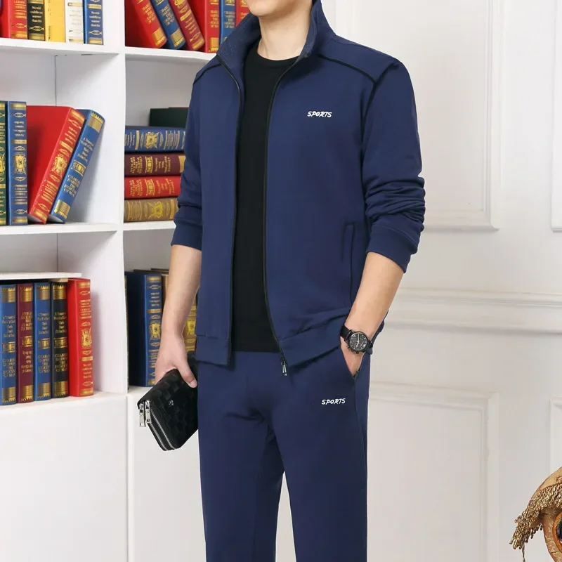 2024 Winter MEN Sets Sport Suit Sportswear JACKET+Sweatpants Mens Clothing 2/3 Pieces Fitness Brand Casual Track Suits