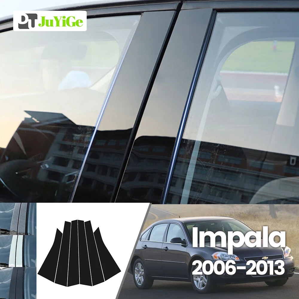 

For Chevrolet Impala 2006-2013 2007 2008 2009 2010 Bright Black Carbon Fibre Window Door B C Sticker
