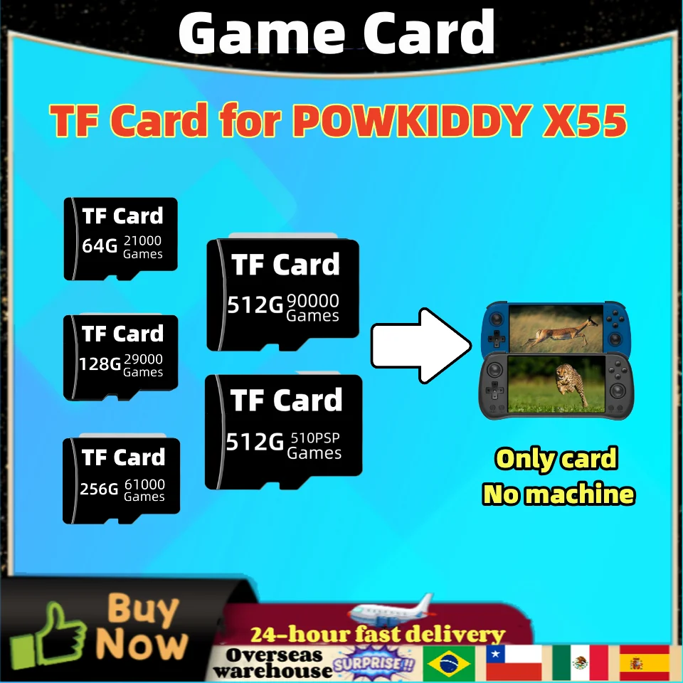 FOR POWKIDDY X55 Handheld Retro Game Console Game Card Memory Card TF Card Preloaded Games 510 PSP RETRO Classic Gift