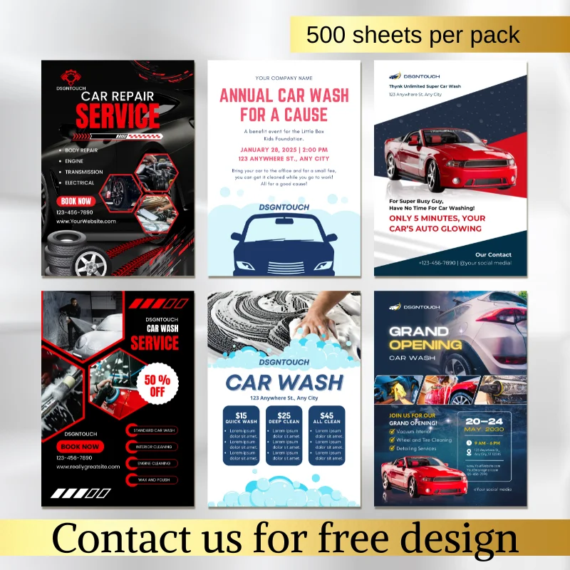 Custom Car Sale Flyers Print 500 pcs A5 A6 Size 115gsm 200gsm Glossy Matte Car Flyer Free Design Service DSGNTOUCH