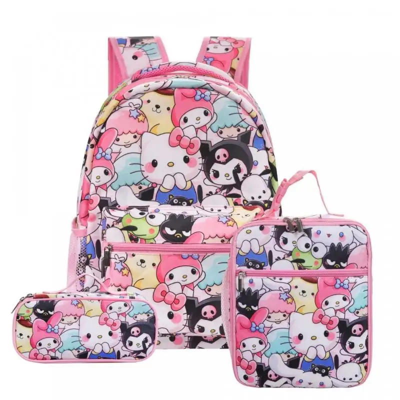 Kawaii Sanrioed Hello Kittys Kuromi Backpack Cute Anime Cinnamoroll School Bag Preppy Travel Schoolbag Bookbag School Supplies