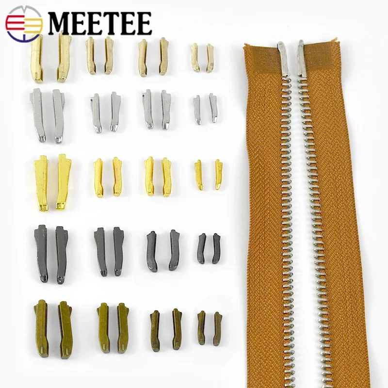 20/50/100Sets 3# 5# 8# 10# Double Open Zipper Stopper Two-way Zip Plug Buckle Repair Kit Tool Non-slip Zippers Latch Retainer