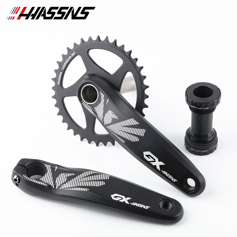 HASSNS  Crankset Mtb Monoplate Cranks Arms For Bicycle Hollowtech Candle Pe 1 Crown Integrated Mountain Bike Connecting Rods