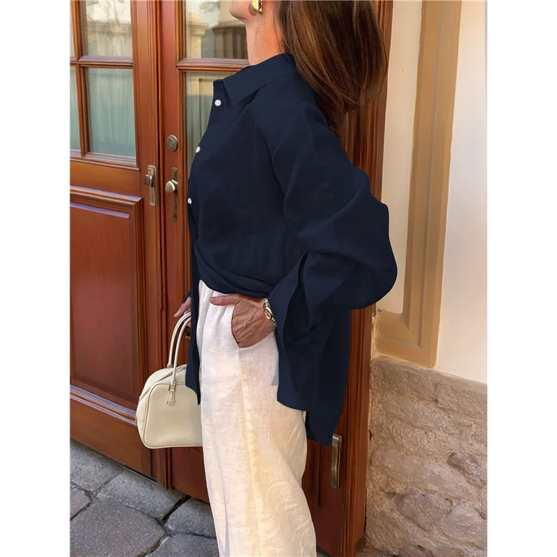 เสื้อเชิ้ตผู้หญิง ABRT ผ้าฝ้าย 100% ติดกระดุม