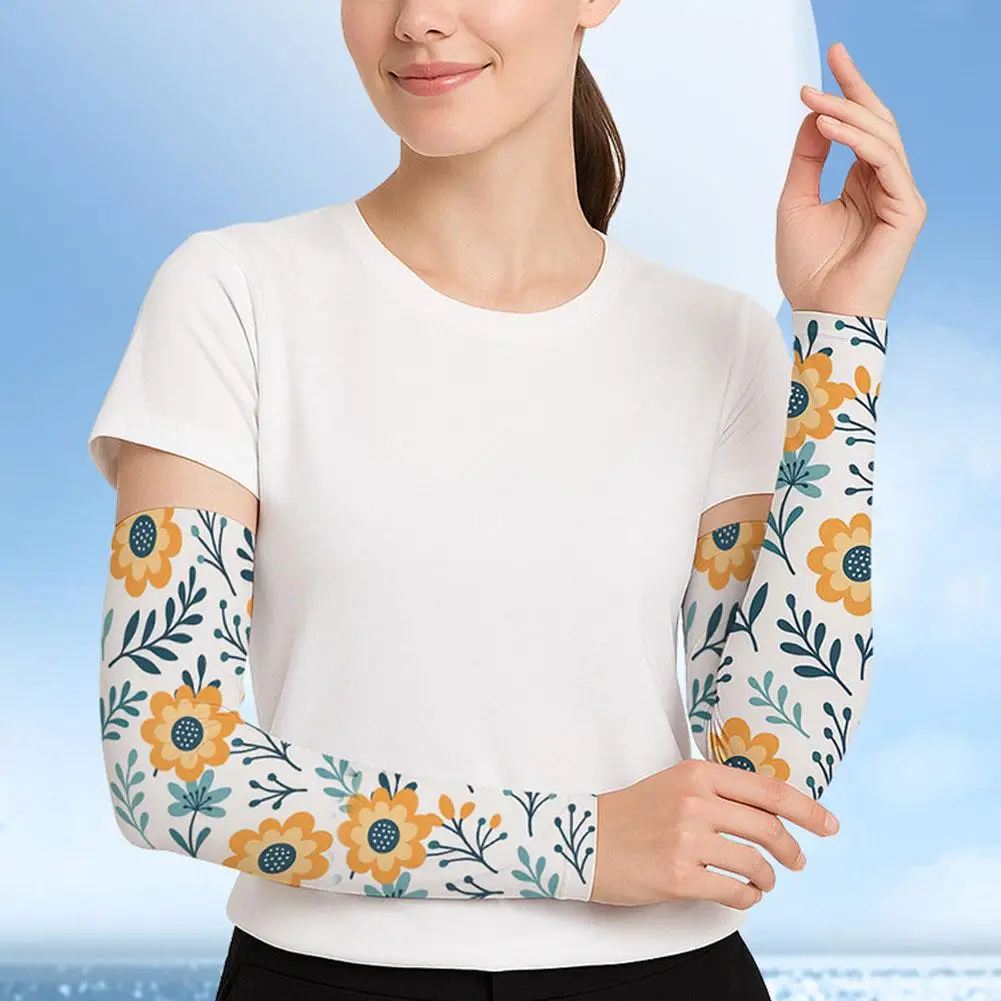 Manchon de glace tatoué, bras fleuri, sans couture, Protection solaire en soie glacée, manchon d'équitation en plein air, couverture de bras, Protection des bras G6M1