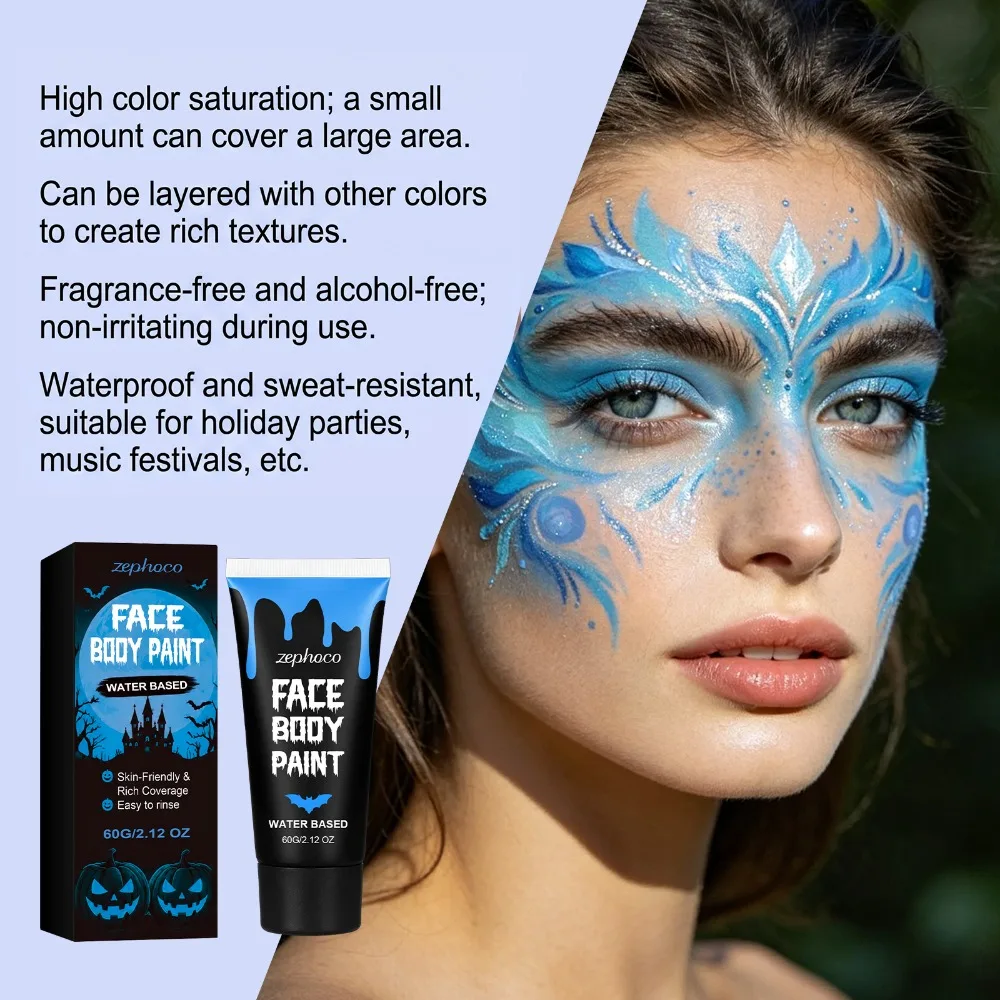 6Color 60g UV Neon Face Body Paint Neon Fluorescent Glow Safe Body Paint For Festivals Parties Halloween Makeup Festival Party