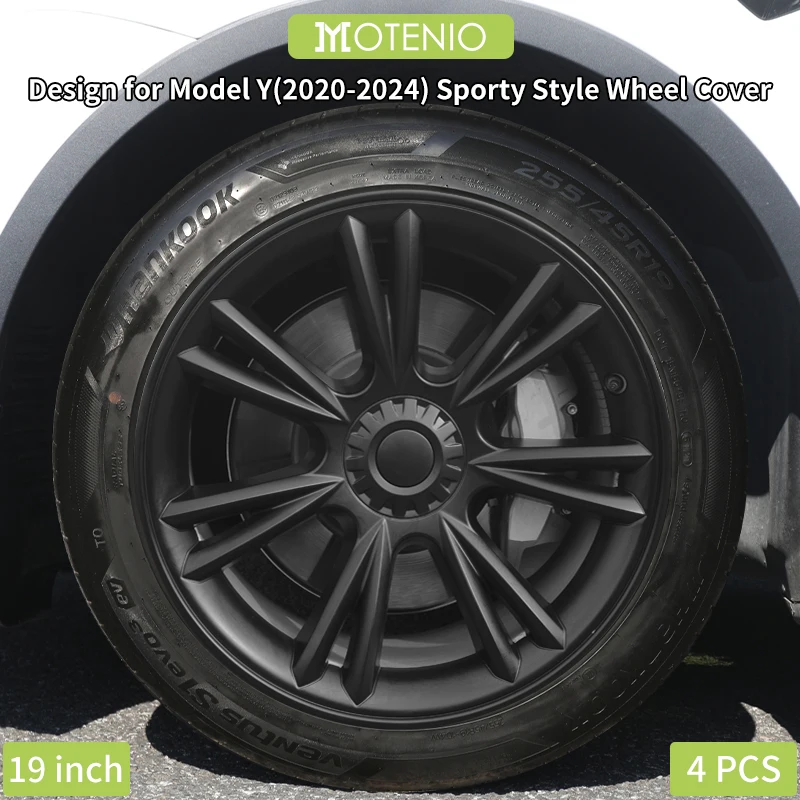 4PCS 19 Inch Sport Style Hubcap Full Rim Cover Hub Cap Replacement Automobile Wheel Cap Cover for Tesla Model Y 2020-2024