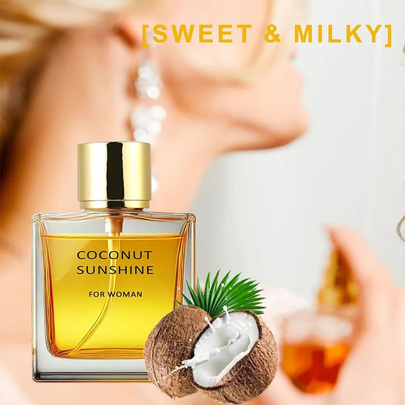 Perfume De coco De marca elegante De gama alta, vainilla fresca, Perfume en aerosol para mujer, fresco, Natural, coco, vacaciones en la playa, Eau De Toilette