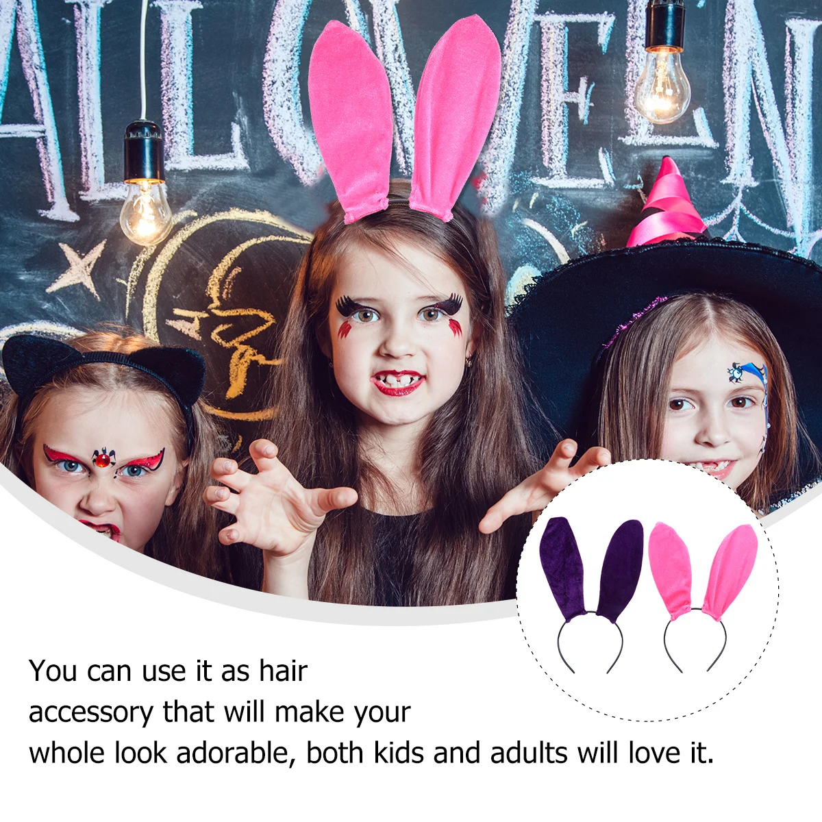 

2pcs Long Ears Headband Cute Party Hair Accessories For Masquerade Costume Performance Performance Hair Band Event Decor