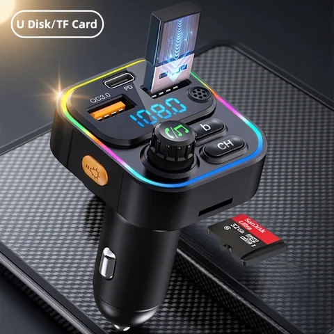 FM Transmitter Bluetooth 5.3 Handsfree Car AUX Radio Modulator MP3 Player with PD20W QC3.0 Fast Charge Adapter Car Accessories