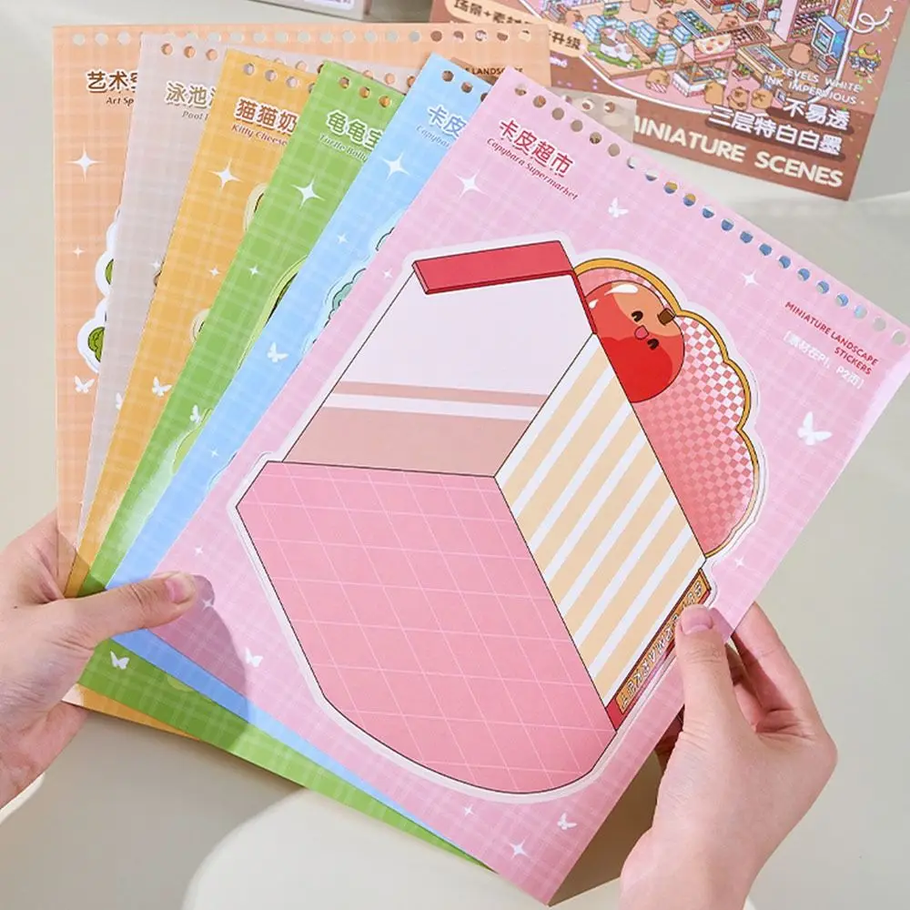 New PET Miniature Scene Collection Decompression Visual Stacking 3D Landscape Sticker DIY Toy Game Stickers Children Gifts