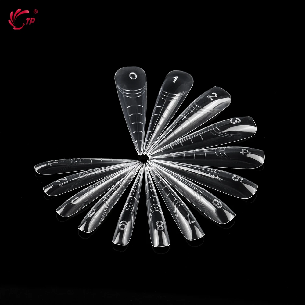 TP 70 Uds. Moldes de uñas reutilizables de doble forma de aguja larga, cubierta completa, forma superior de uñas para extensión, molde constructor, herramientas de manicura acrílica