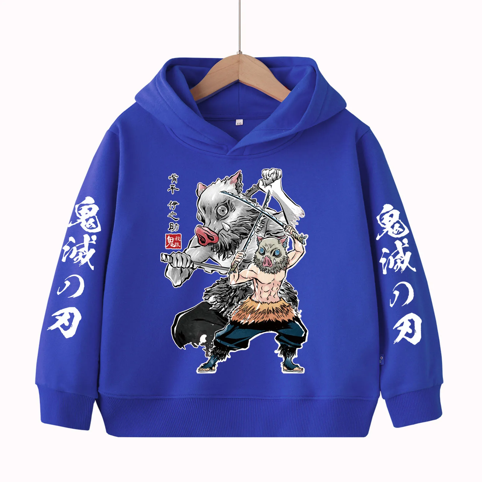 Demon slayer inosuke anime infantil-moletom harajuku hip hop pulôver tops moletom