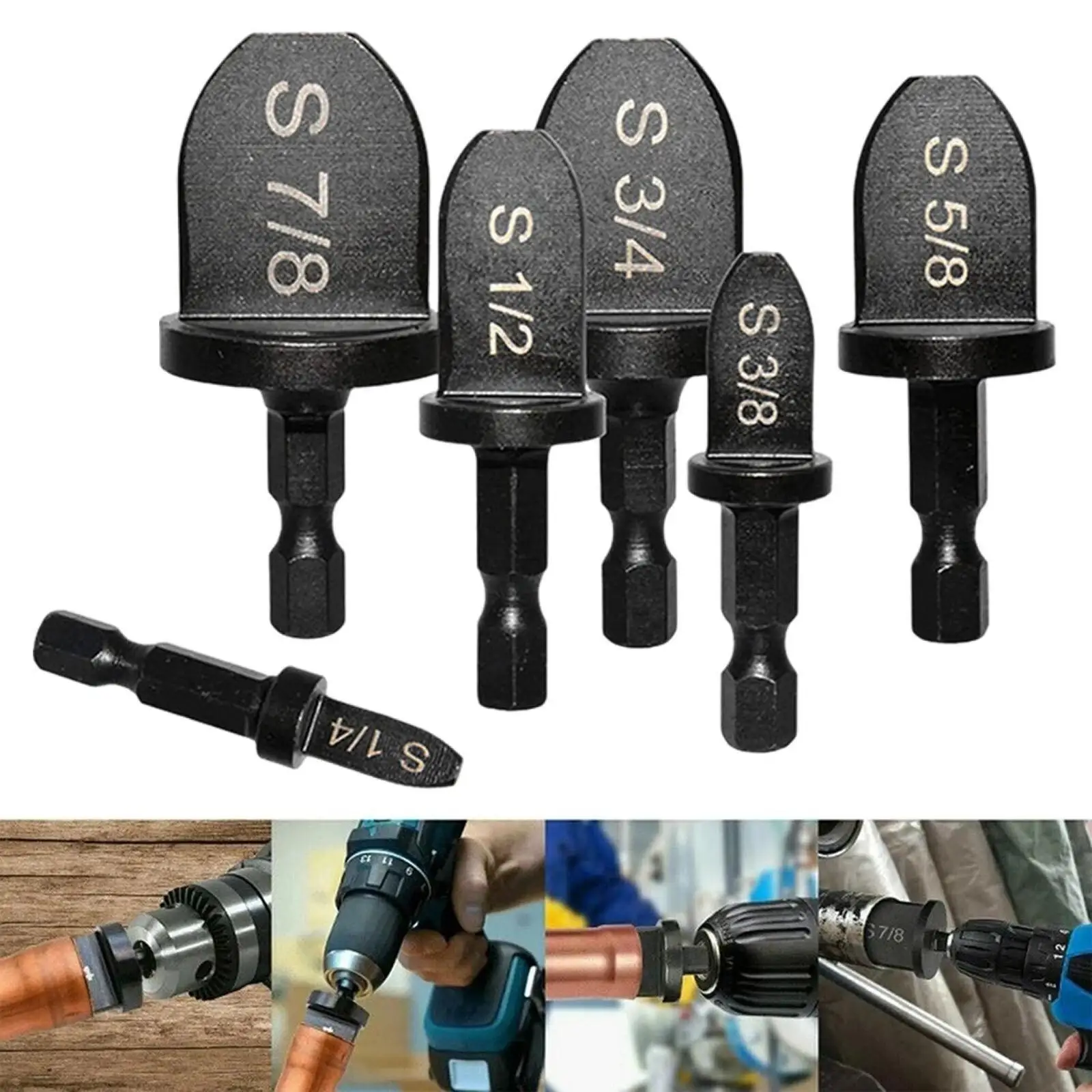 6pcs Swaging Tool Drill Bit Set Air Conditioner Tube Expander Multifunction