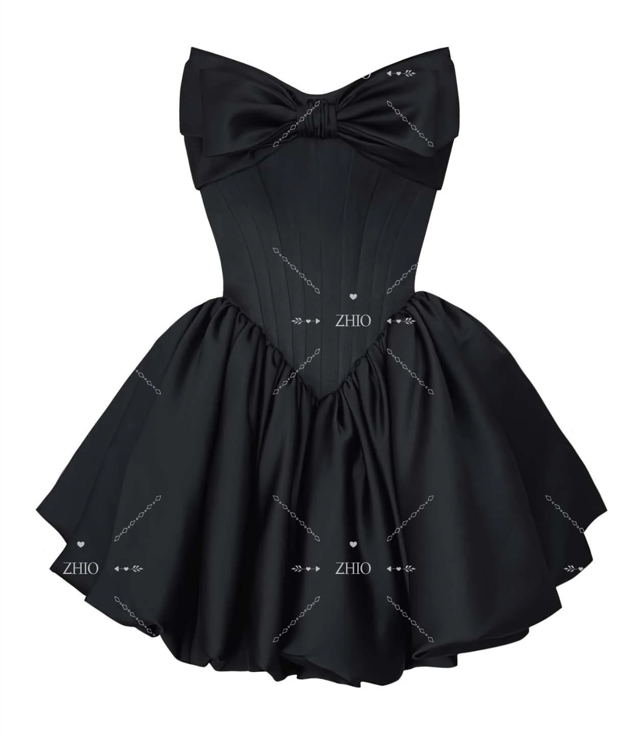 ZHIO فستان كلاسيكي لحفلات الزفاف بفيونكة حمراء داكنة ثنيات على شكل حرف a من الساتان مناسبة خاصة للاحتفال فستان حفلات قصير مخصص