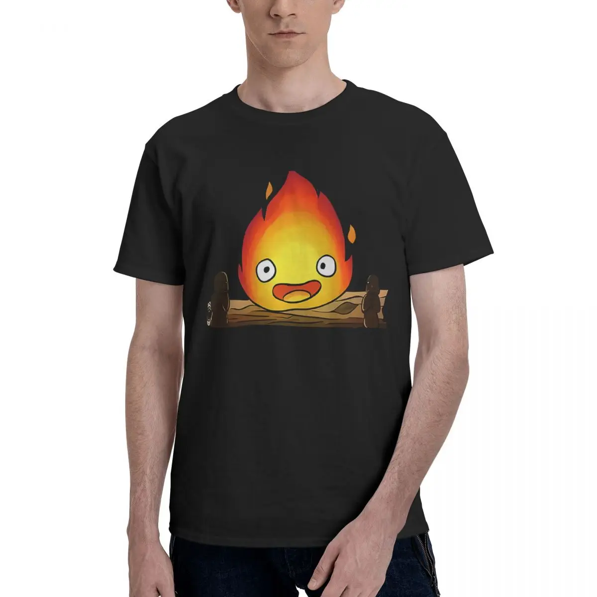 

Calcifer 100% Cotton Casual Breathable Confortable Tops Men's T-Shirts T Shirt Men