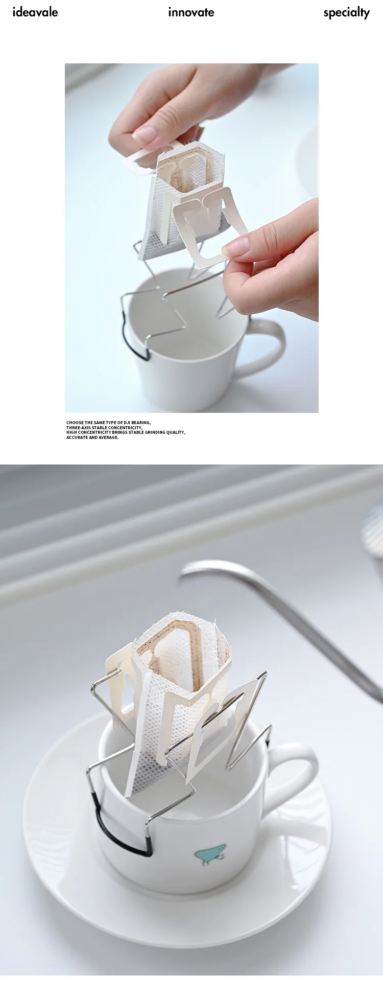Kaffeefilterhalter für Drip Bags, Edelstahl-Kaffeefilterhalter, Japanischer Outdoor-Kaffeefilterhalter zum Aufhängen, Tragbarer Ständer – Detail 8