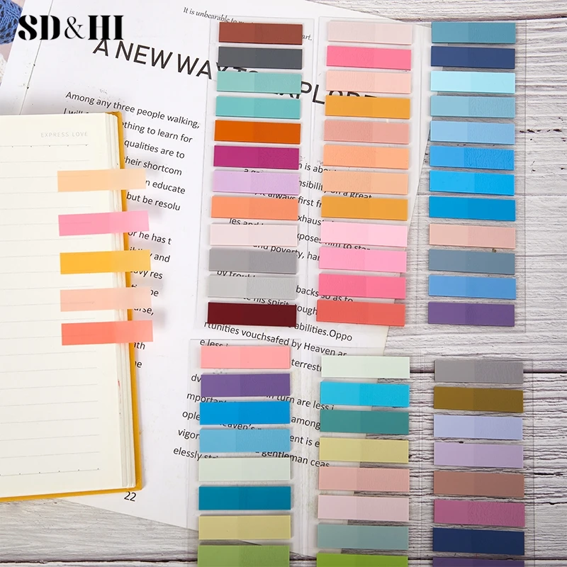 1set Transparent Fluorescent Index Tabs PET Sticky Note For Page Marker Planner Stickers Office School Students Supplies