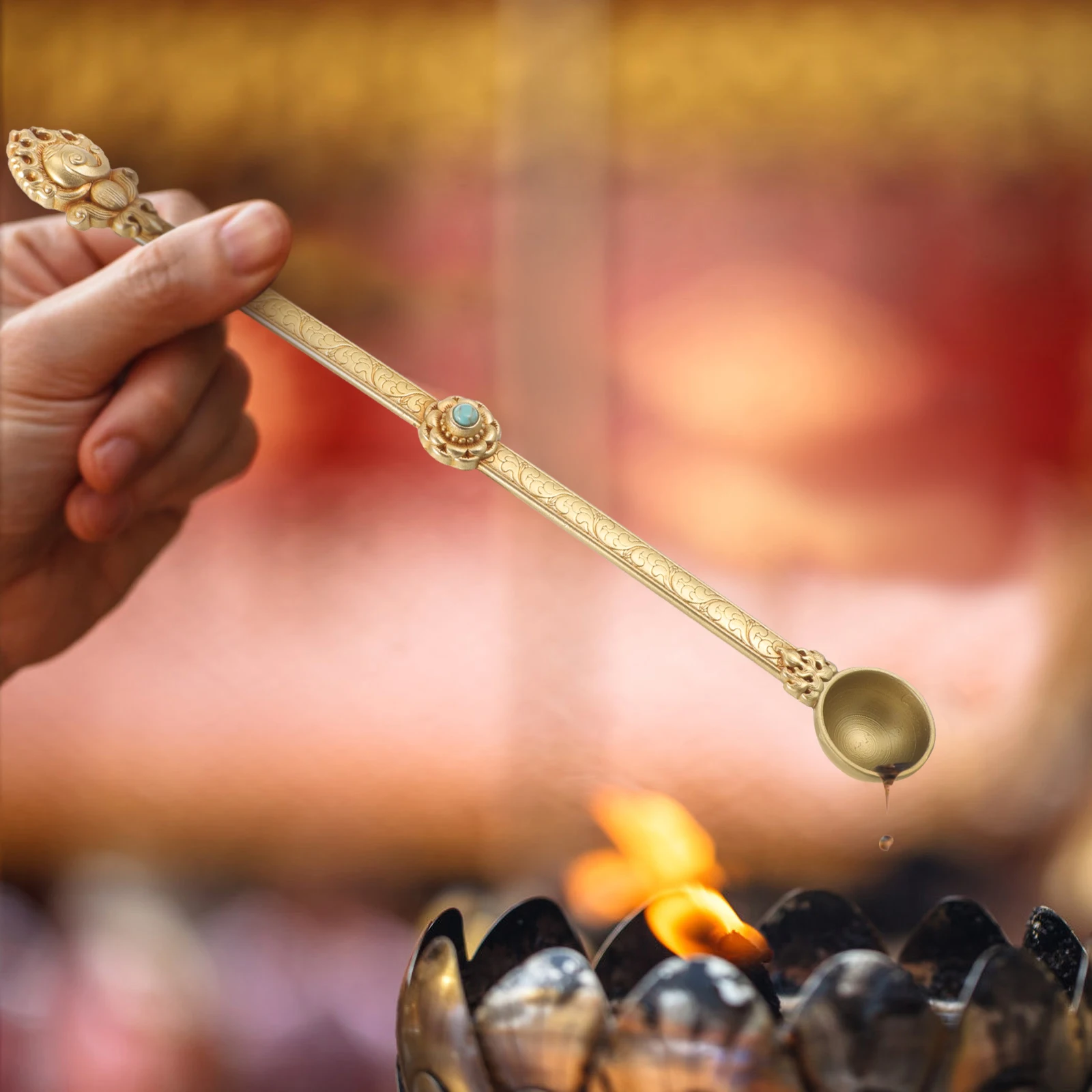 

Pure Brass Ghee Intricately Carved For Offering Clarified Butter Ethnic Religious Ritual Decor Brass Buddha