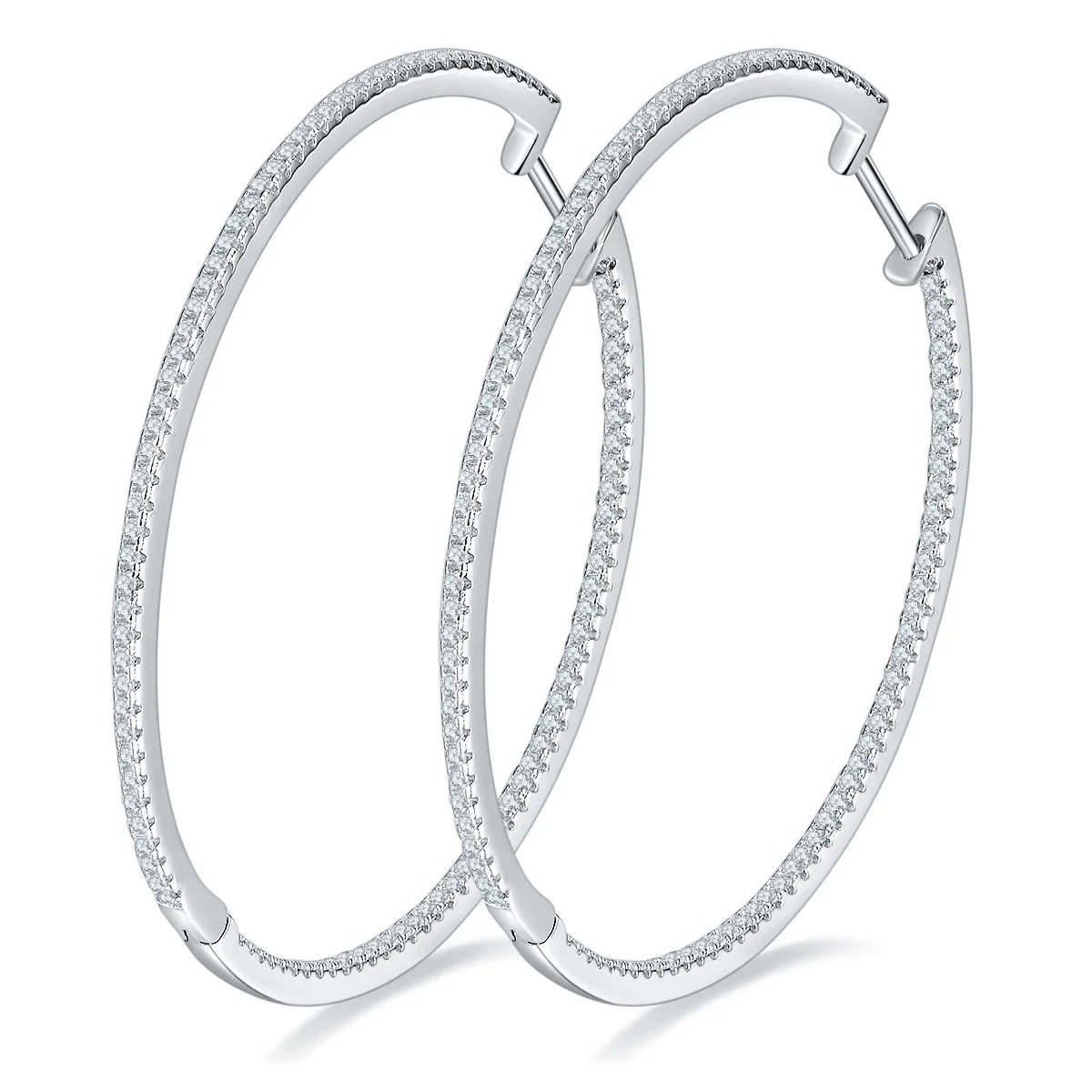 

Moissanite Hoop Earrings for Women S925 Silver D Color VVS1 Round Cut Diamond Earing 50mm Round Loop Large Huggie Hoop Earring