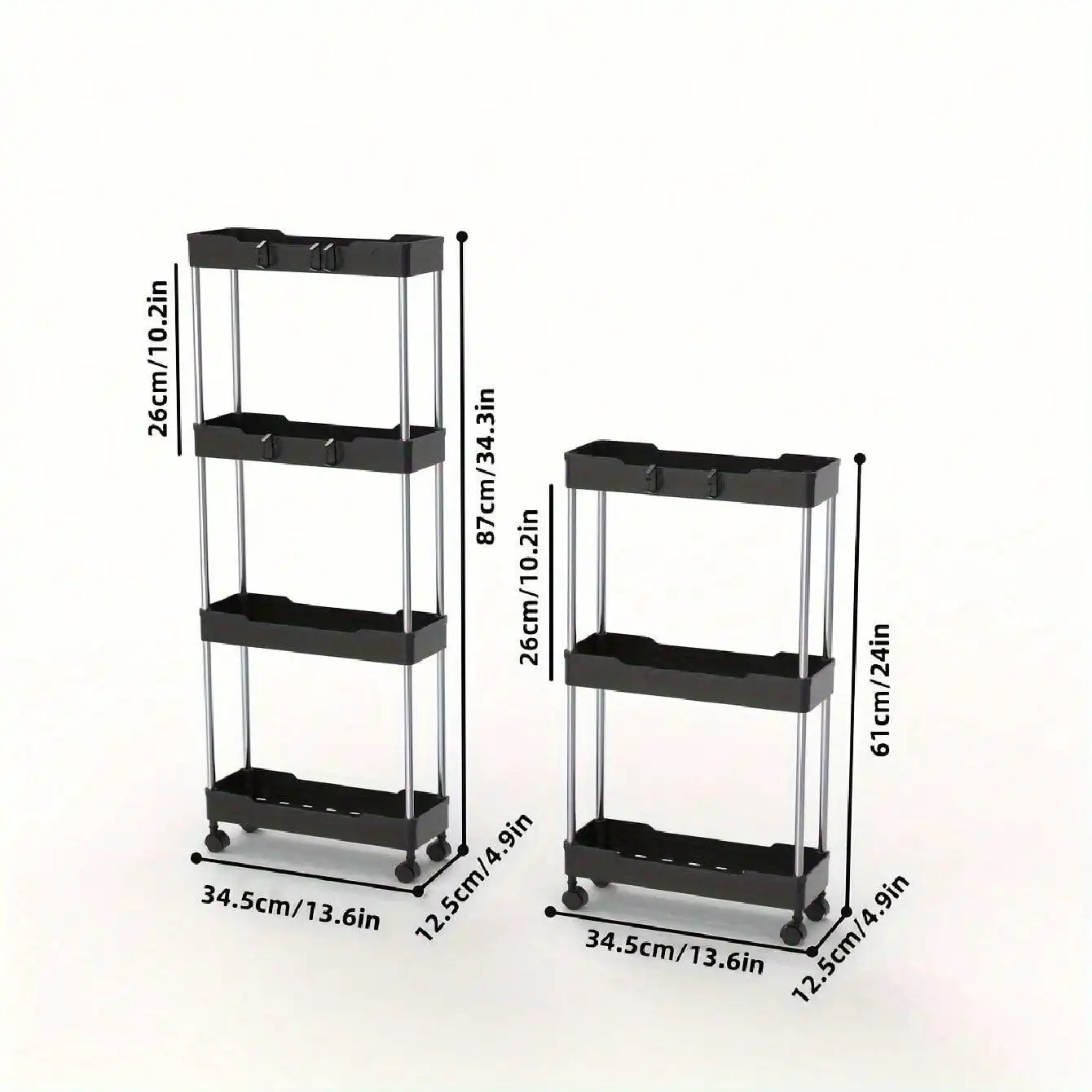 3/4-Tier Ultra-Dunne Gap Rollende Opslagkar, Goedkope Badkamer Opslag Mobiele Planken, Multi-Functionele Kar,