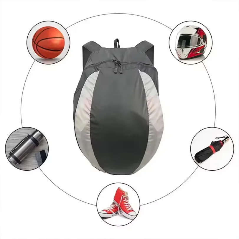 Motorcycle riding helmet backpack, outdoor cycling and mountaineering helmet storage bag, hiking backpack folding storage design