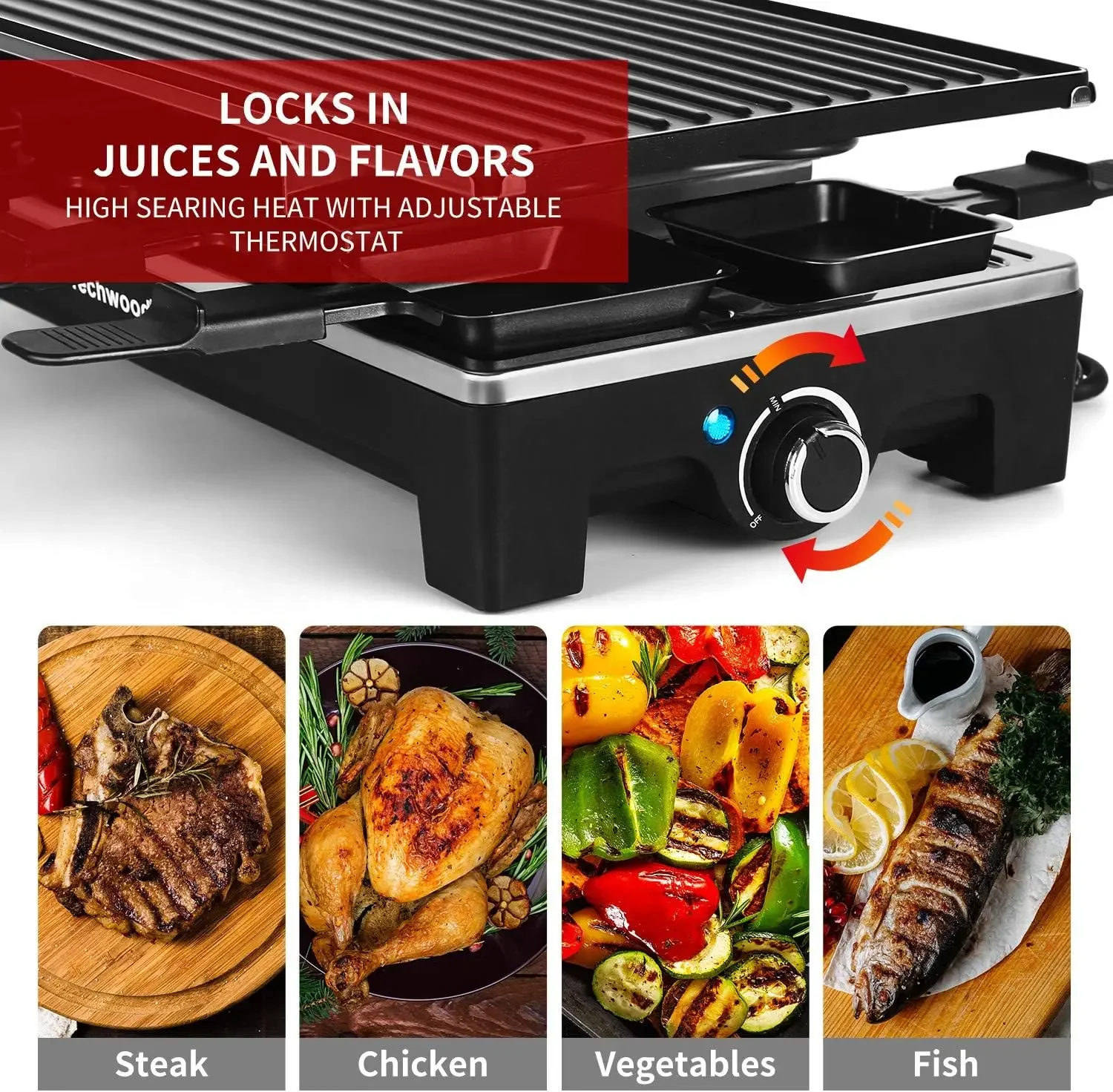 Techwood-Grill de table électrique d'intérieur, barbecue coréen, plaque de gril antiarina perfec2 en 1, chauffage rapide 1500W, nouveau