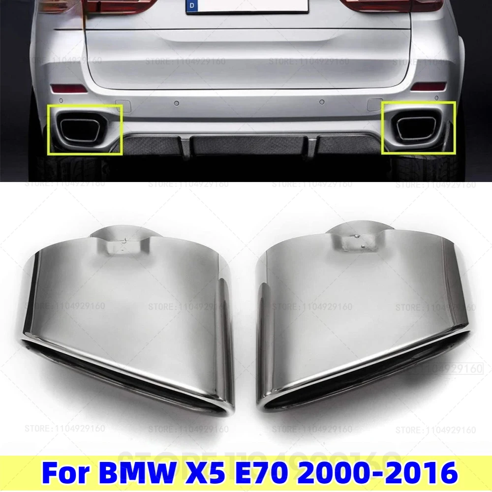 

2pcs Stainless Steel Chrome Exhaust Dual Tail Pipe Muffler Tip For BMW X5 E70 2000 2001 2002 2003 2004 2005 2006 2007 To 2016