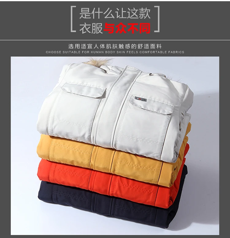 High-quality Winter New Model Solid-color Detachable Hat Warm and Cozy Cotton Coat with a Fur Collar for Men Outerwear