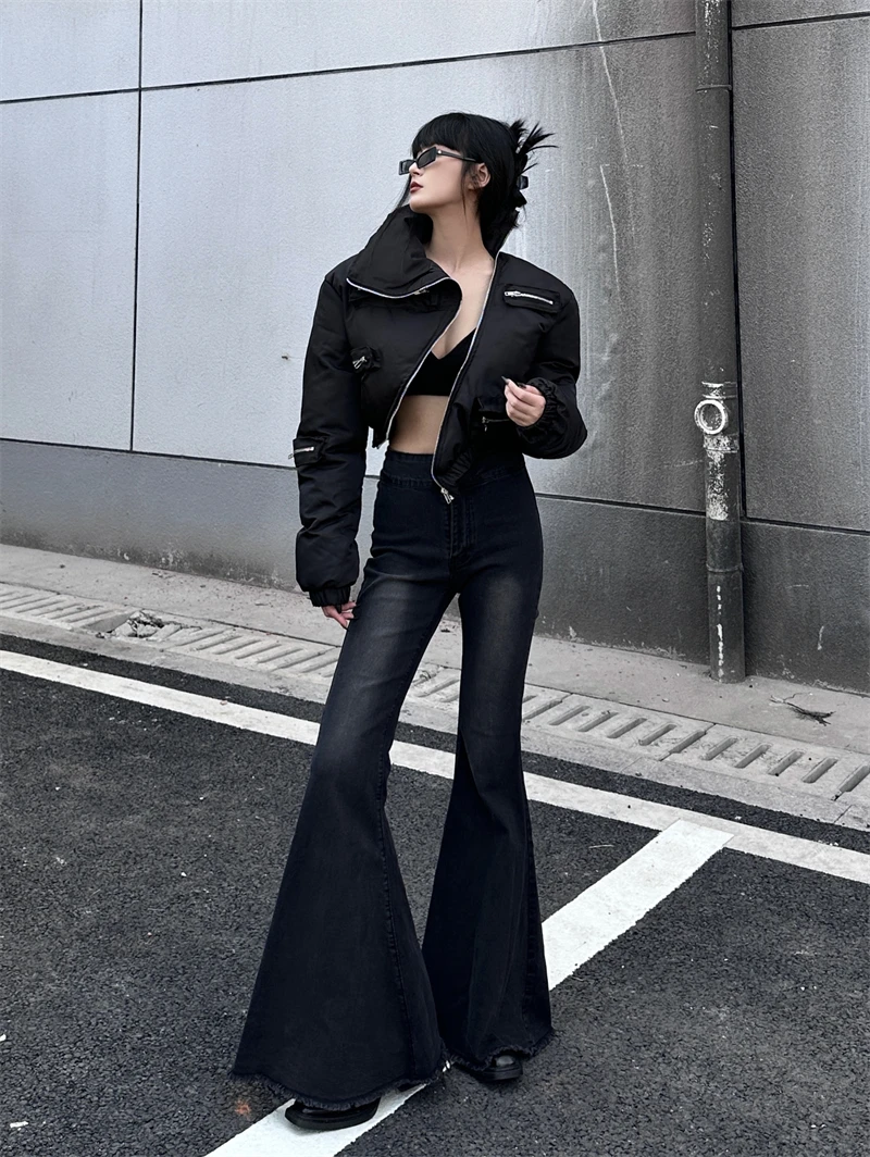 

Ultra Slimming High Waist Flared Jeans Bell Bot Pants Long Trousers Trendy Frayed Vintage adient Design Women's Cas...