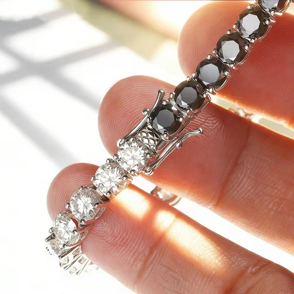 3mm 4mm 5mm 6,5mm Schwarz-Weiß – Moissanite Tennis Bracelet 925 Sterling Bewertung und Preis