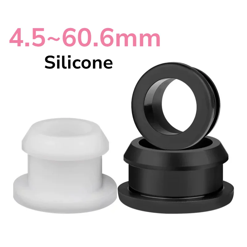 4.5 5 5.5 6~60.6mm Black White Soft Silicone Rubber Snap-on Grommet Hole Plugs Double Sided Electric Wire Cable Protect Bushing