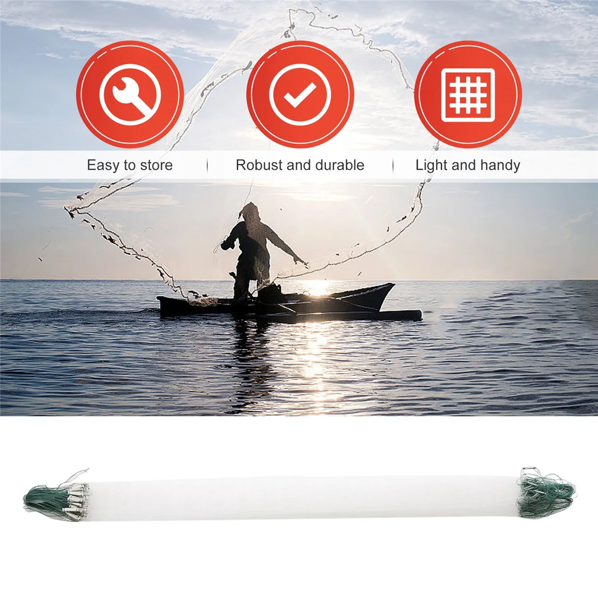 25m Clear White Green Monofilament Fishing Fish Net w Float