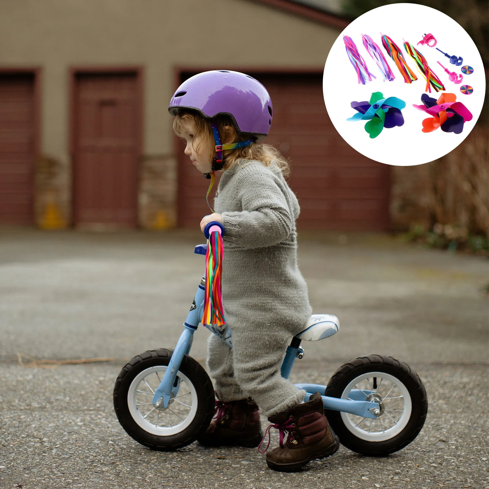 

1Set Cycling Bike Bell Ribbon Windmill Kids Handlebar Strap Bell Lightweight Colorful Durable Accessories for Children Scooters