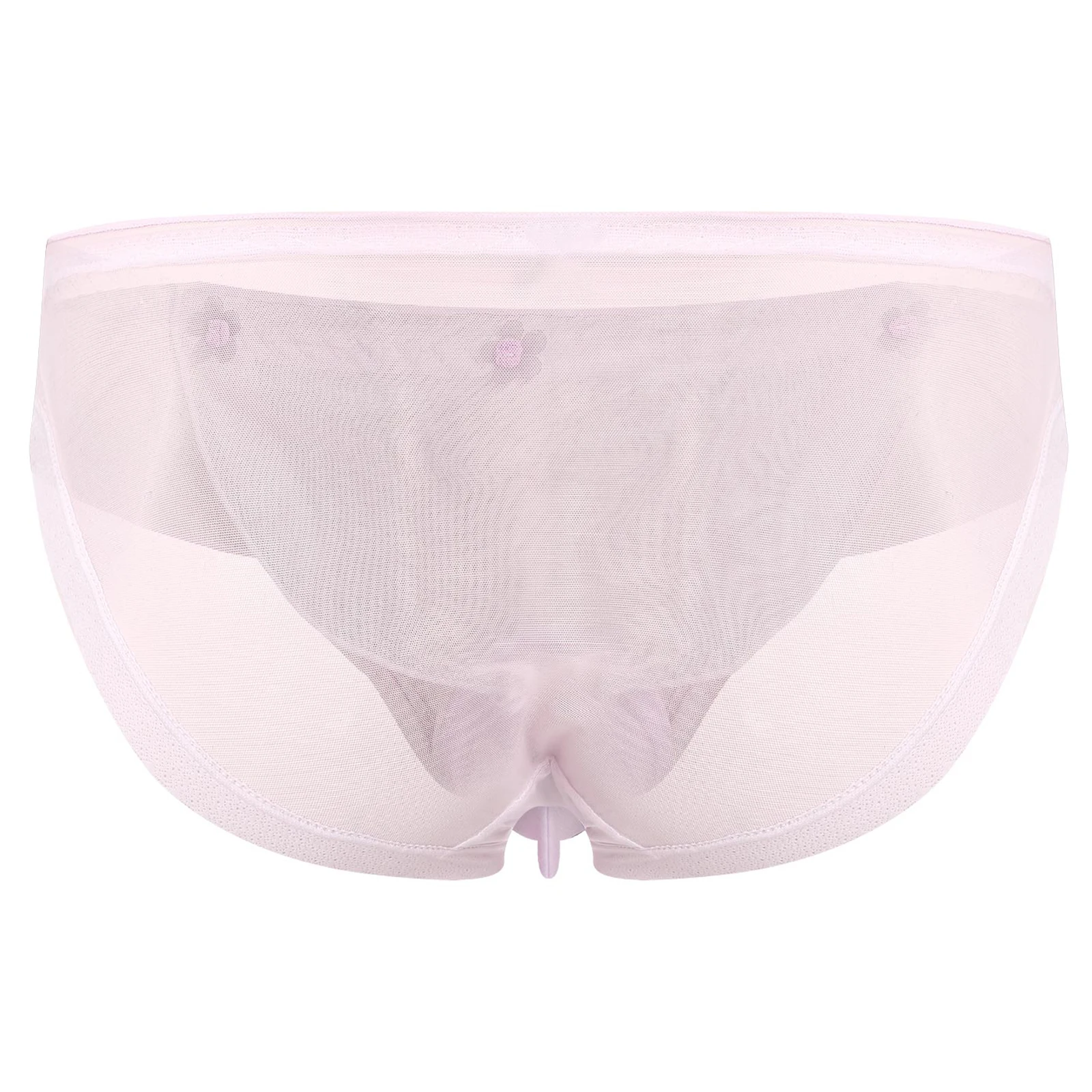 Mens Sissy Mesh Panties Ruffled Trim Flower Applique Bulge Pouch Sheer Briefs Japanese Sweetheart Style Underwear Lingerie