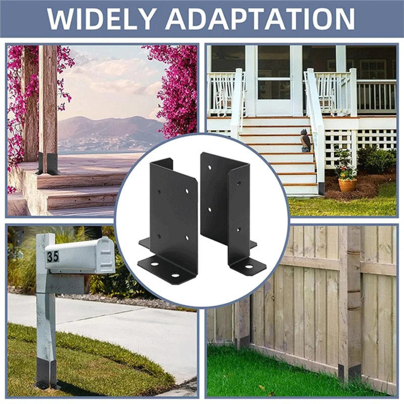 A95I-Wood Fence Post Base Support Bracket(4Pcs), Fits 2X4, 4X4, 6X6 Posts- Adjustable Base Bracket For Pergola, Mailbox