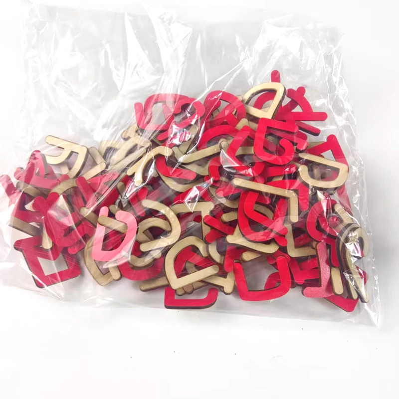 Small wooden Hebrew moveable letters alphabet  economy edition each letter 5 pcs red for toys and girls language learning - view 6