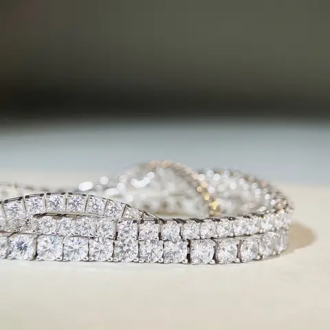 럭셔리 화이트 골드 솔리드 플래티넘 PT950 3M4M5M 테니스 체인 D 컬러 Moissanite 체인 Moissanite 팔찌 남성과 여성을위한